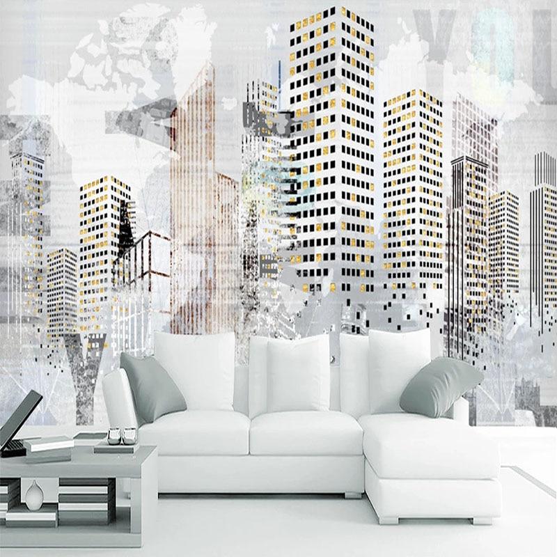 Abstract City Building Landscape Wallpaper Mural, Custom Sizes Available Household-Wallpaper Maughon's