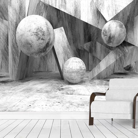 Image of Abstract Geometric Gray Wallpaper Mural, custom Sizes Avialable Wall Murals Maughon's