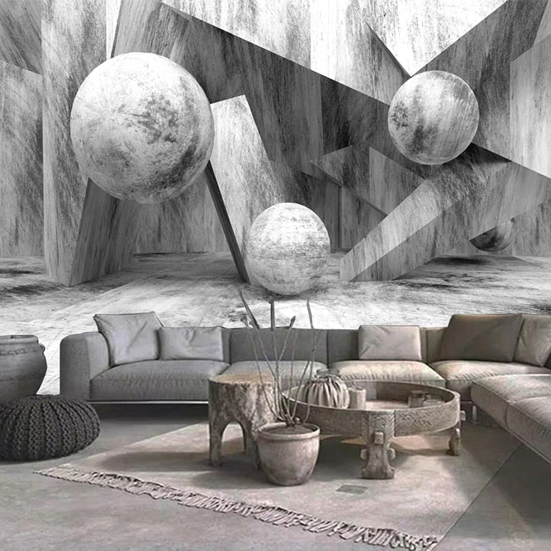 Abstract Geometric Gray Wallpaper Mural, custom Sizes Avialable Wall Murals Maughon's Waterproof Canvas