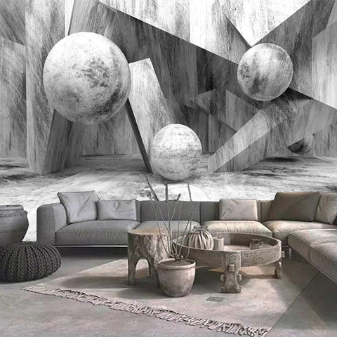 Image of Abstract Geometric Gray Wallpaper Mural, custom Sizes Avialable Wall Murals Maughon's Waterproof Canvas