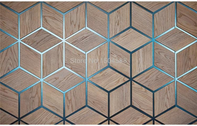 Abstract Geometric Wood Grain With Blue Grid Wallpaper Mural, Custom Sizes Available Household-Wallpaper Maughon's