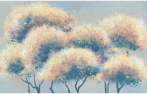 Image of Abstract Hand-Painted Trees Wallpaper Mural, Custom Sizes Available Wall Murals Maughon's