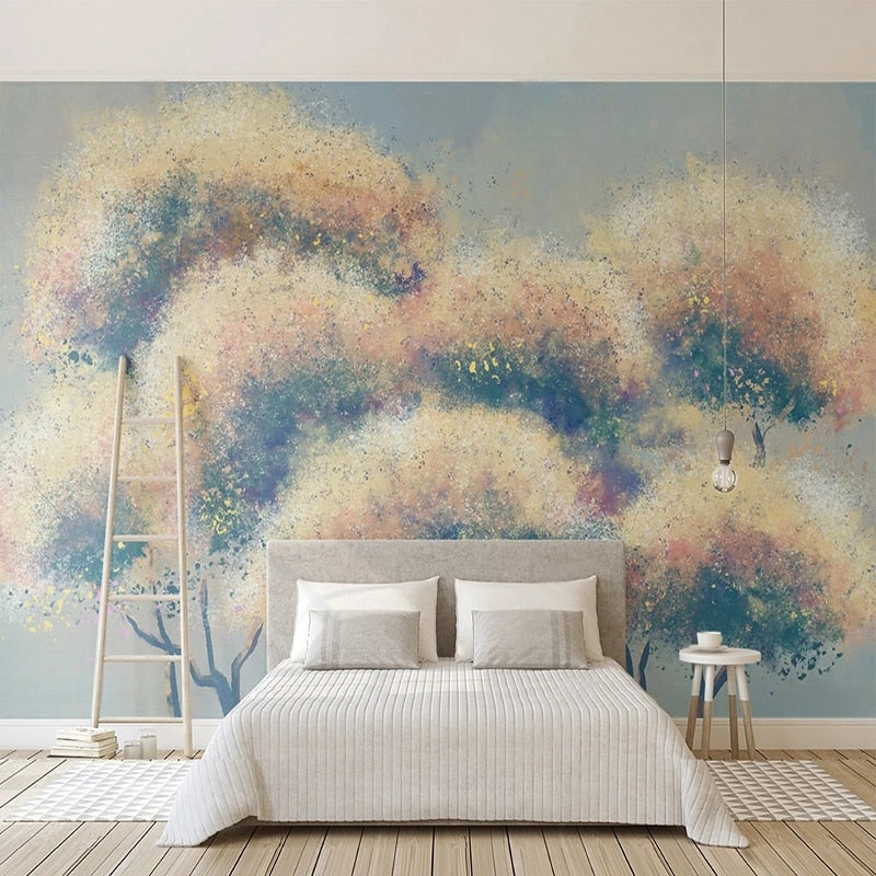 Abstract Hand-Painted Trees Wallpaper Mural, Custom Sizes Available Wall Murals Maughon's Waterproof Canvas