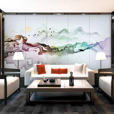 Image of Abstract Ink Painting Wallpaper Mural, Custom Sizes Available Maughon's