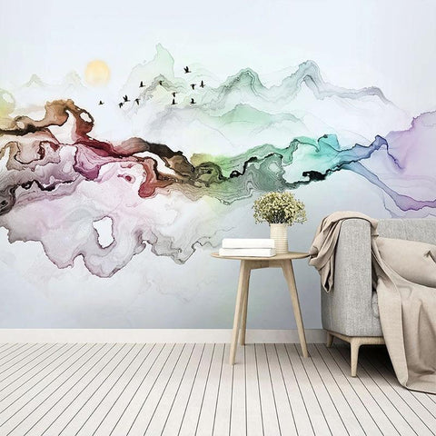 Image of Abstract Ink Painting Wallpaper Mural, Custom Sizes Available Maughon's