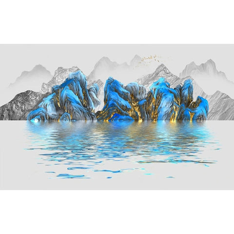 Image of Abstract Mountains and Water Wallpaper Mural, Custom Sizes Available Wall Murals Maughon's