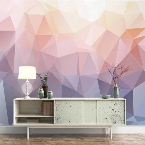 Image of Abstract Pink and Purple Geometric Wallpaper Mural, Custom Sizes Available Household-Wallpaper Maughon's