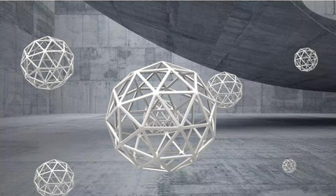 Image of Abstract Polyhedral Spheres Wallpaper Mural, Custom Sizes Available Household-Wallpaper Maughon's