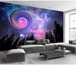 Abstract Starry Night Wallpaper Mural, Custom Sizes Available