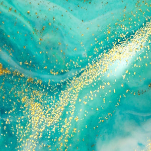 Abstract Turquoise and Gold Wallpaper Mural, Custom Sizes Available