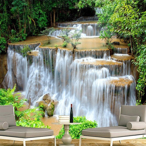Image of Amazing Cascading Waterfall Wallpaper Mural, Custom Sizes Available Wall Murals Maughon's Waterproof Canvas