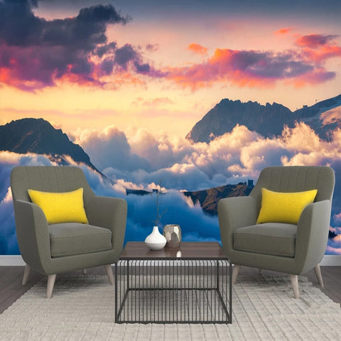 Image of Amazing Clouds and Mountains Wallpaper Mural, Custom Sizes Available Wall Murals Maughon's