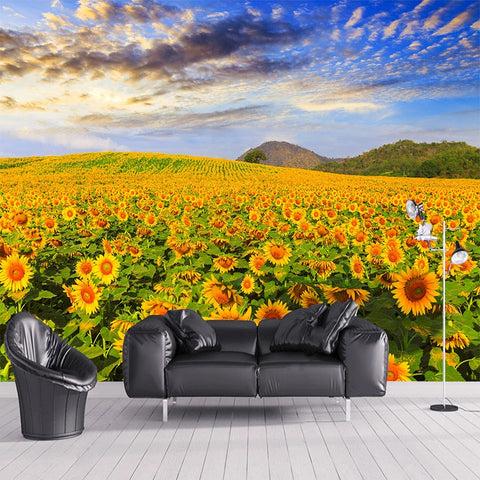 Image of Amazing Sunflower Field Wallpaper Mural, Custom Sizes Available Wall Murals Maughon's