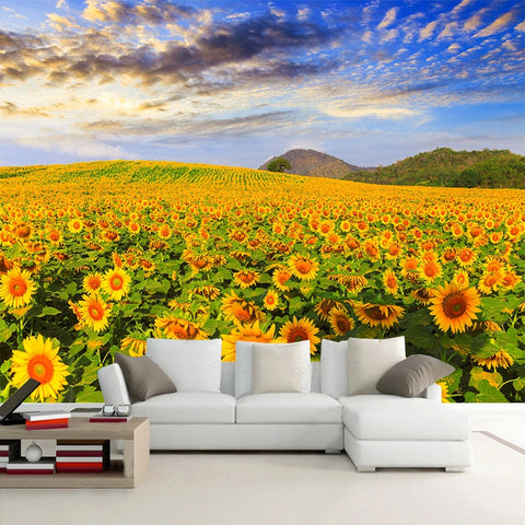 Image of Amazing Sunflower Field Wallpaper Mural, Custom Sizes Available Wall Murals Maughon's