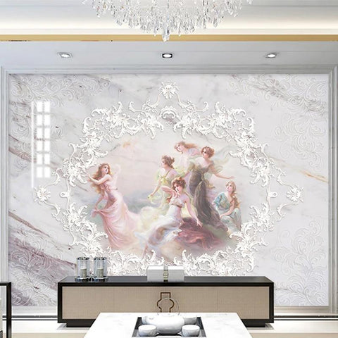 Image of Angelic White Marble Wallpaper Mural, Custom Sizes Available Household-Wallpaper Maughon's