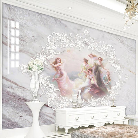 Image of Angelic White Marble Wallpaper Mural, Custom Sizes Available Household-Wallpaper Maughon's