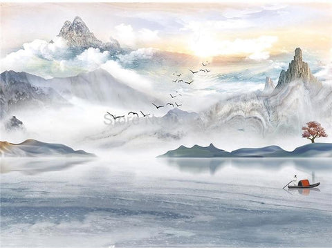 Image of Artistic Winter Landscape Wallpaper Mural, Custom Sizes Available Household-Wallpaper Maughon's