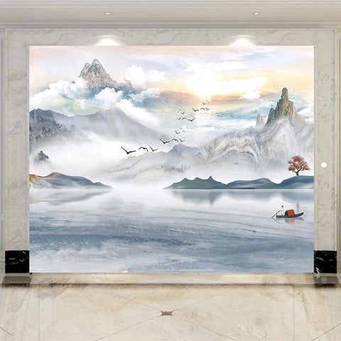 Image of Artistic Winter Landscape Wallpaper Mural, Custom Sizes Available Household-Wallpaper Maughon's