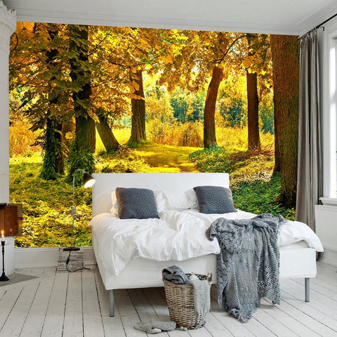 Image of Autumn Forest Path Wallpaper Mural, Custom Sizes Available Household-Wallpaper Maughon's