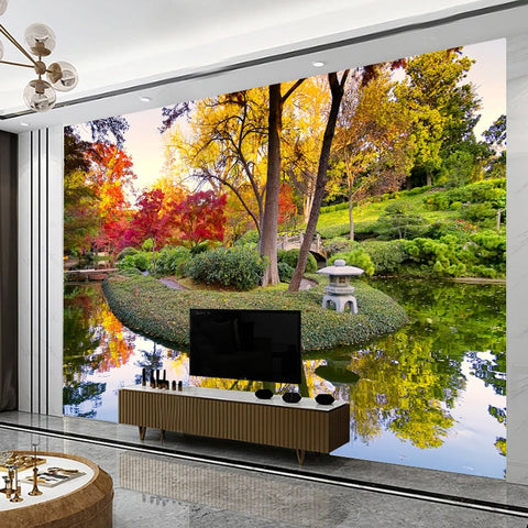 Image of Autumn In The Park Wallpaper Mural, Custom Sizes Available Wall Murals Maughon's