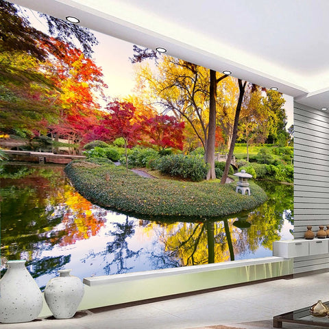 Image of Autumn In The Park Wallpaper Mural, Custom Sizes Available Wall Murals Maughon's Waterproof Canvas