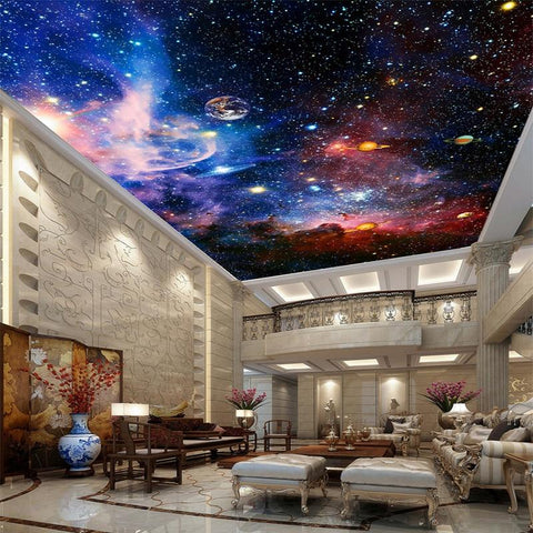Image of Awesome Galaxy and Planets Ceiling Mural, Custom Size Available Maughon's