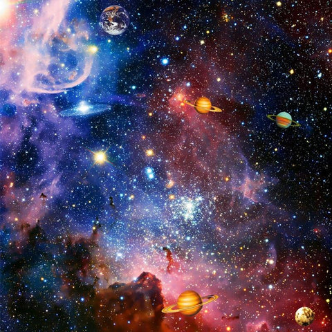 Image of Awesome Galaxy and Planets Ceiling Mural, Custom Size Available Maughon's