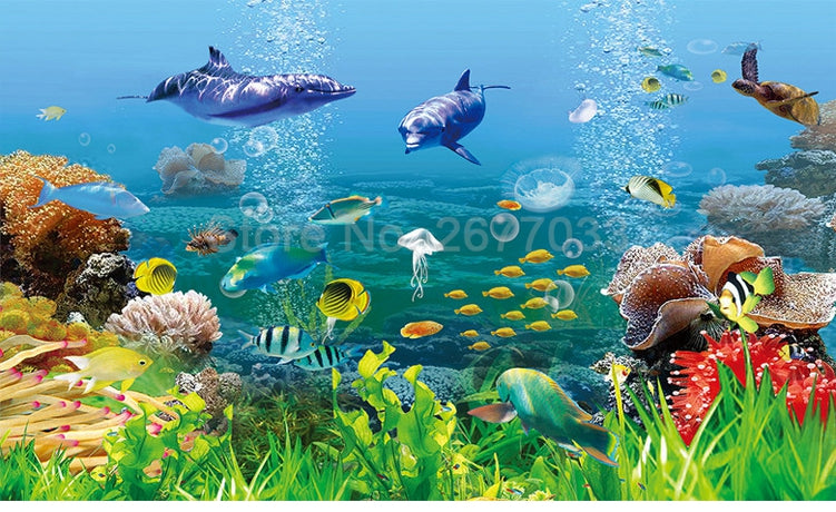 Awesome Underwater World of Marine Life Wallpaper Mural, Custom Sizes Available Wall Murals Maughon's