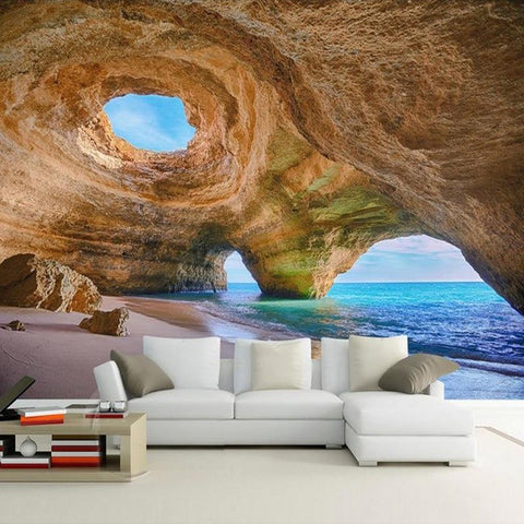 Image of Beach Reef Cave Wallpaper Mural, Custom Sizes Available Household-Wallpaper Maughon's
