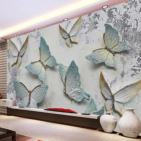Image of Beautiful Blue Pastel Butterflies Wallpaper Mural, Custom Sizes Available Maughon's