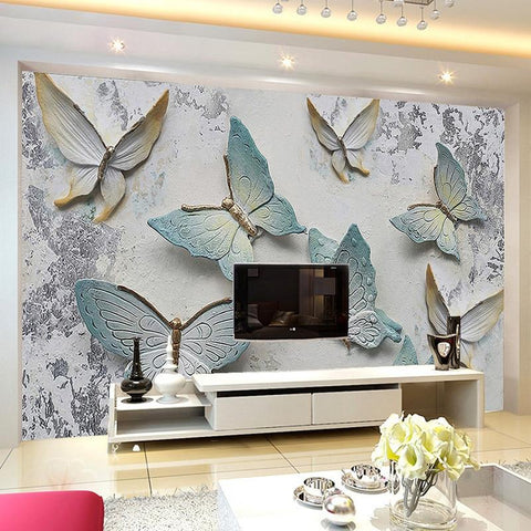 Image of Beautiful Blue Pastel Butterflies Wallpaper Mural, Custom Sizes Available Maughon's