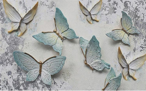 Image of Beautiful Blue Pastel Butterflies Wallpaper Mural, Custom Sizes Available Maughon's