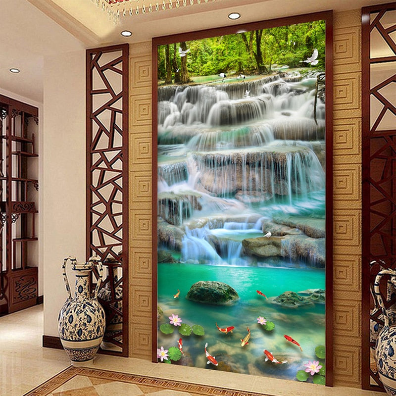 Beautiful Cascading Waterfalls Wallpaper Mural, Custom Sizes Available Wall Murals Maughon's
