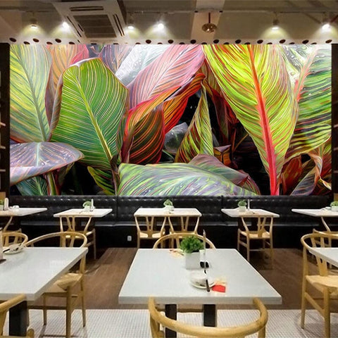 Image of Beautiful Close-up View of Tropical Leaves Wallpaper Mural, Custom Sizes Available Wall Murals Maughon's