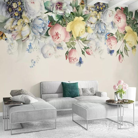 Image of Beautiful Flower Garland Wallpaper Mural, Custom Sizes Available Maughon's