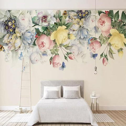 Image of Beautiful Flower Garland Wallpaper Mural, Custom Sizes Available Maughon's