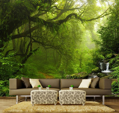 Image of Beautiful Forest and Stream Wallpaper Mural, Custom Sizes Available Household-Wallpaper Maughon's