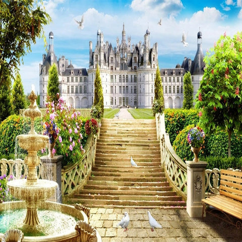 Image of Beautiful French Chateau Wallpaper Mural, Custom Sizes Available Wall Murals Maughon's