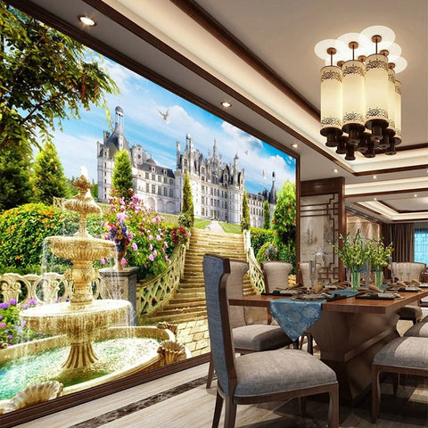 Image of Beautiful French Chateau Wallpaper Mural, Custom Sizes Available Wall Murals Maughon's