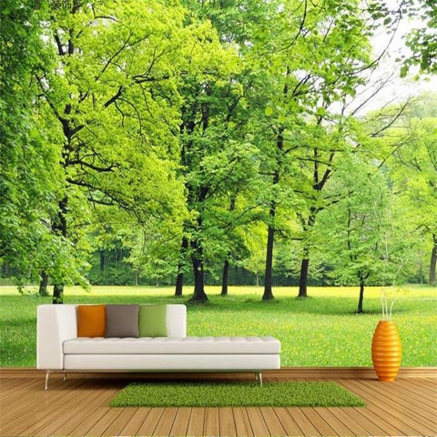 Image of Beautiful Grassy Meadow With Trees Wallpaper Mural, Custom Sizes Available Household-Wallpaper Maughon's