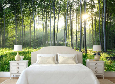 Image of Beautiful Green Forest Scenery Wallpaper Mural, Custom Sizes Available Maughon's