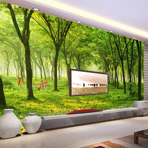 Image of Beautiful Green Meadow and Trees Wallpaper Mural, Custom Sizes Available Maughon's