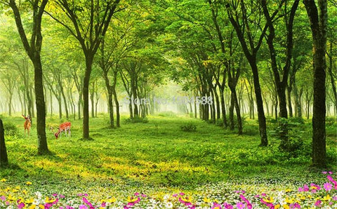 Image of Beautiful Green Meadow and Trees Wallpaper Mural, Custom Sizes Available Maughon's