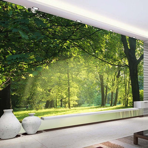 Image of Beautiful Green Meadow and Trees Wallpaper Mural, Custom Sizes Available Wall Murals Maughon's