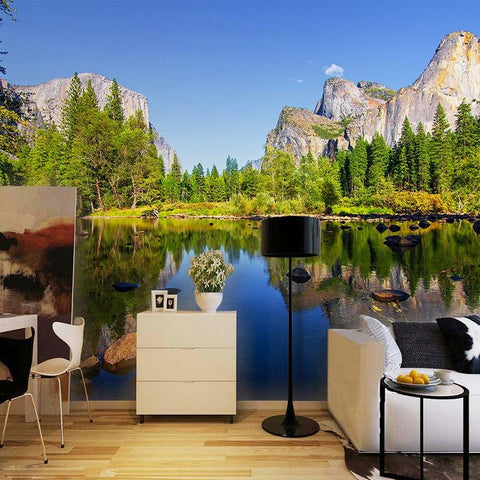 Image of Beautiful Lake and Mountains Wallpaper Mural, Custom Sizes Available Household-Wallpaper Maughon's
