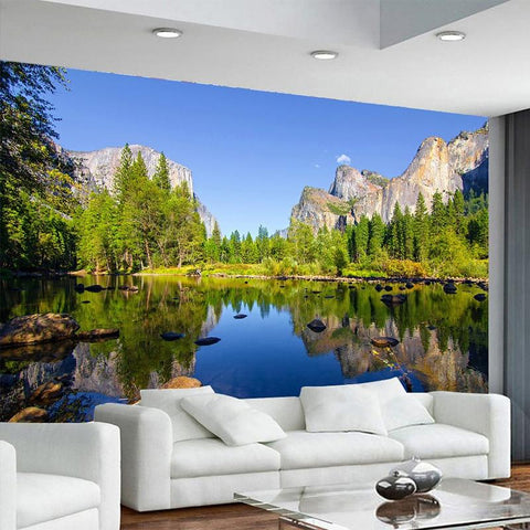 Image of Beautiful Lake and Mountains Wallpaper Mural, Custom Sizes Available Household-Wallpaper Maughon's