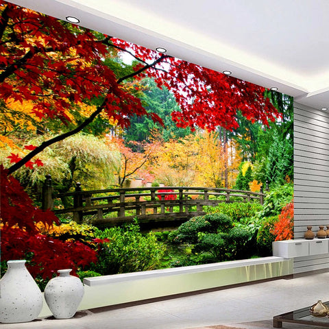 Image of Beautiful Lush Autumn Garden Wallpaper Mural, Custom Sizes Available Maughon's