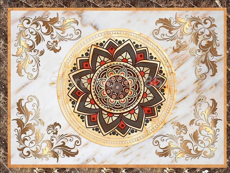 Beautiful Marble Medallion Floor Mural, Custom Sizes Available Floor Murals Maughon's