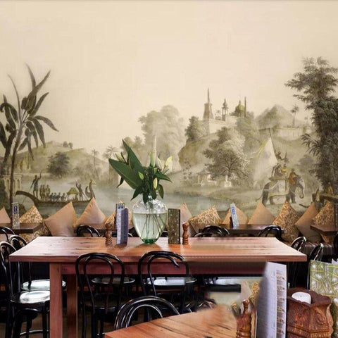 Image of Beautiful Pastoral Scene of India Wallpaper Mural, Custom Sizes Availble Wall Murals Maughon's Waterproof Canvas