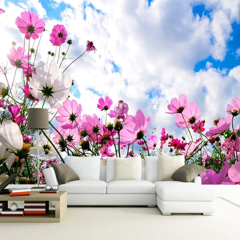 Image of Beautiful Pink Wildflowers Wallpaper Mural, Custom Sizes Available Wall Murals Maughon's